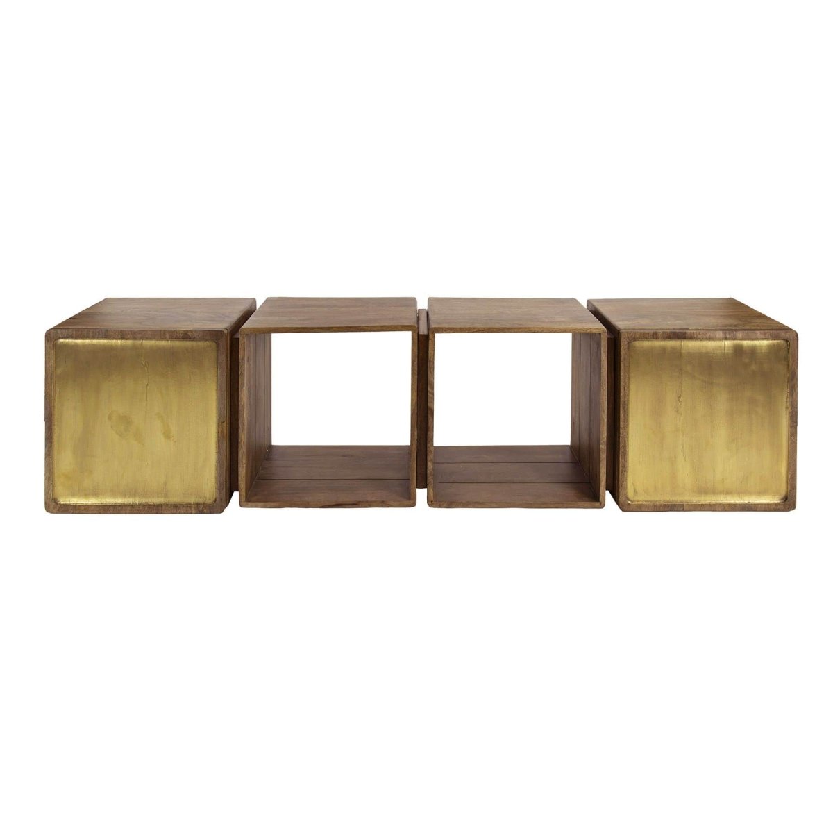 Wandsideboard aus Mangoholz mit Messingfront