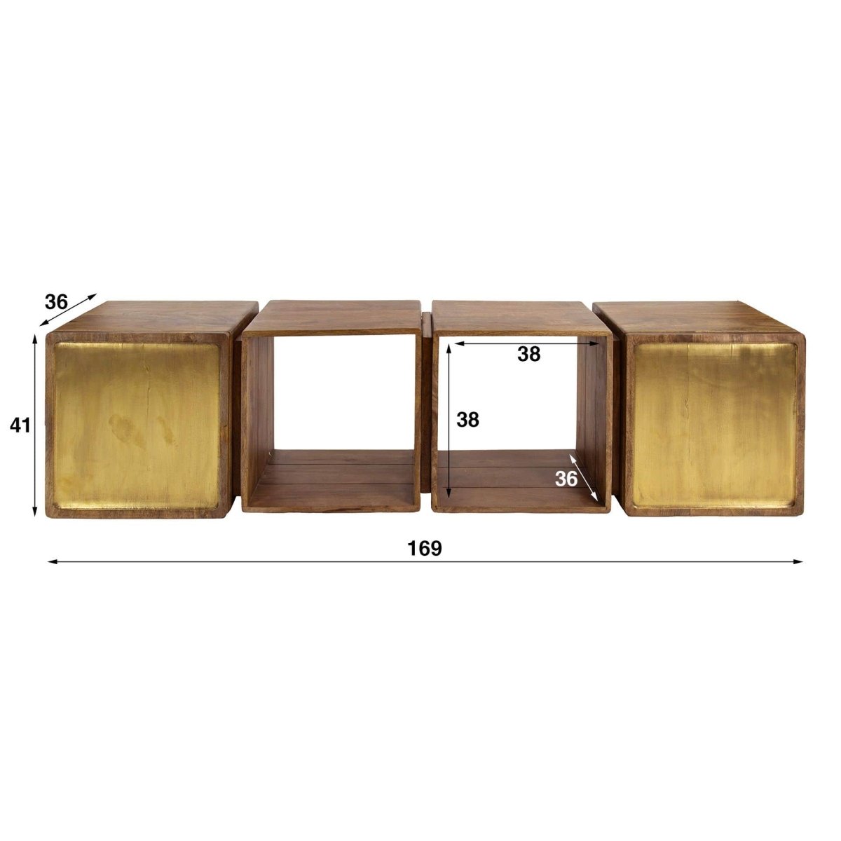 Wandsideboard aus Mangoholz mit Messingfront