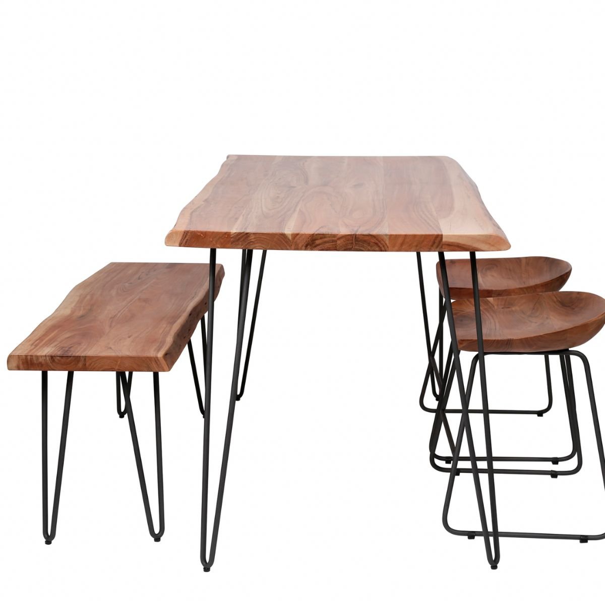 Industrieller Esstisch 130 x 70 cm aus Akazienholz mit Metallgestell – Massiv und Stabil für Kleine Räume 3