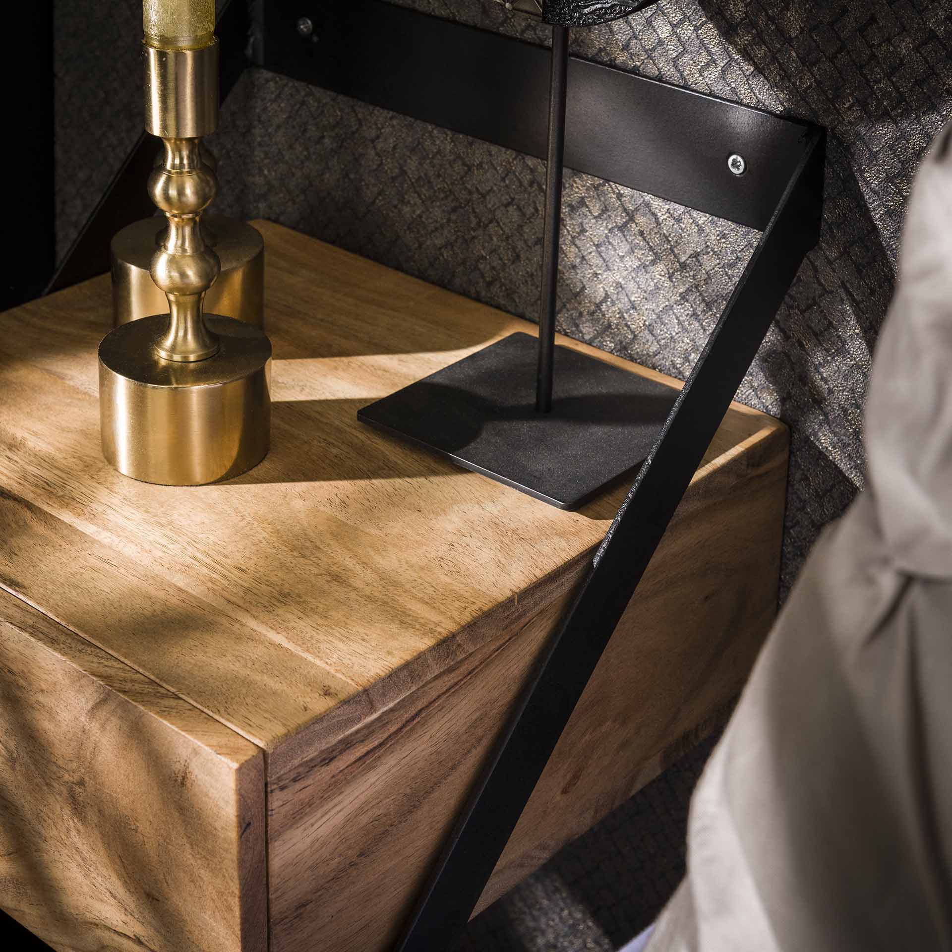 2er Set Nachttische 30 x 30 cm aus Massivem Akazienholz mit Schublade – Modernes Design für Schlafzimmer 2