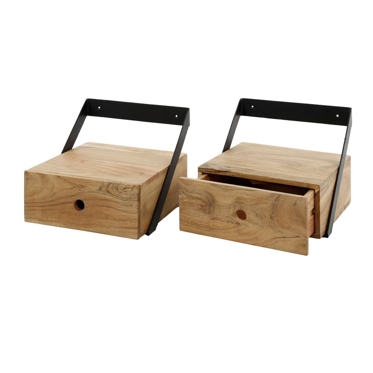 2er Set Nachttische 30 x 30 cm aus Massivem Akazienholz mit Schublade – Modernes Design für Schlafzimmer 3