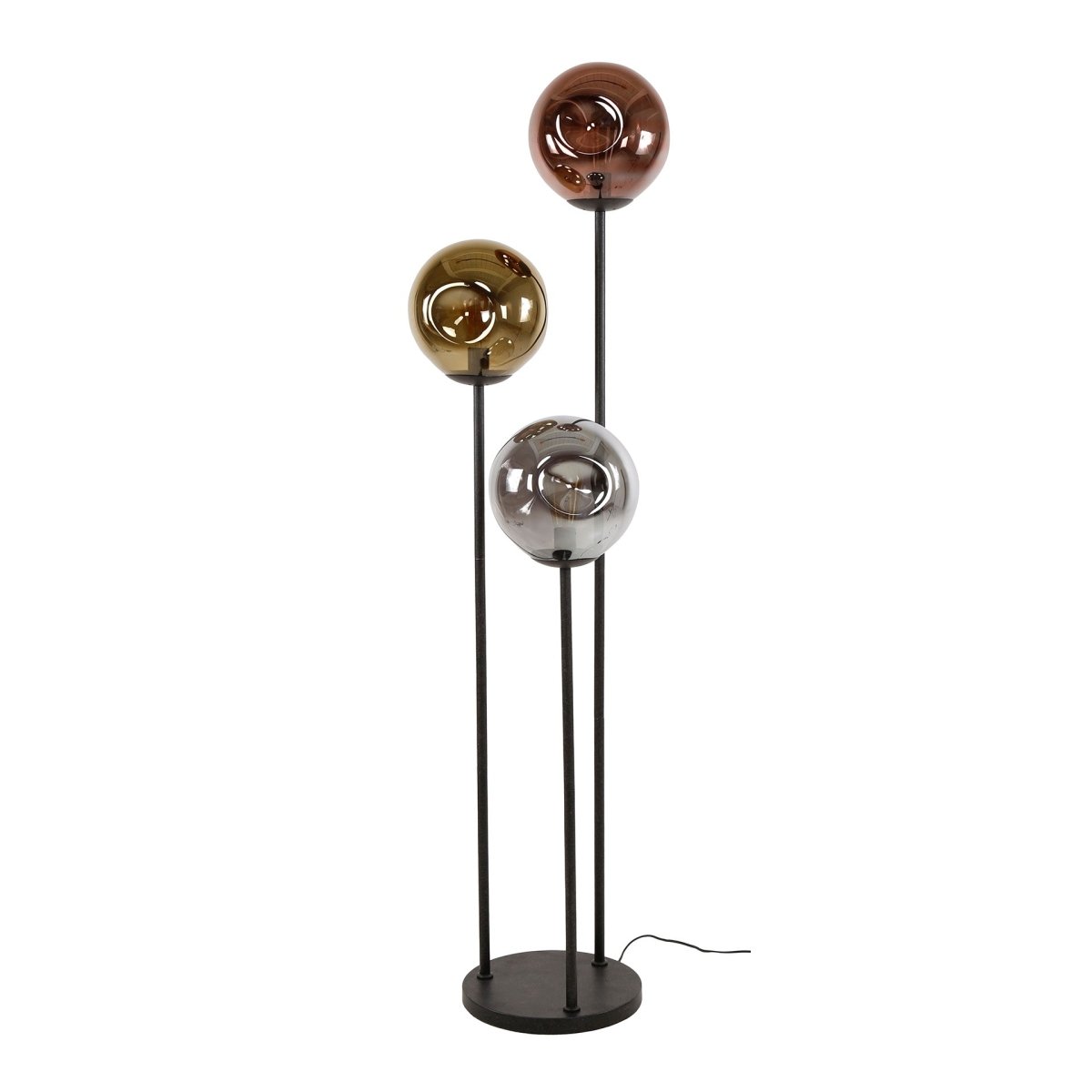 3-flammige Stehleuchte aus Metall mit abnehmbaren Glasschirmen in Gold, Kupfer und Chrom – Modernes Design für stilvolle Akzente 2