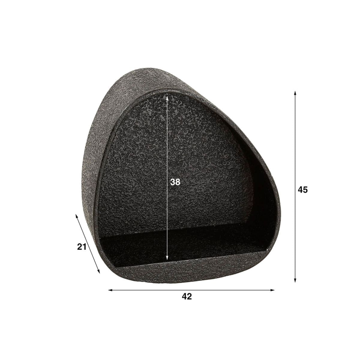 Dreieckiges Wandregal 42 x 21 x 45 cm aus Grau Metall – Modernes Regal für kleine Räume 2