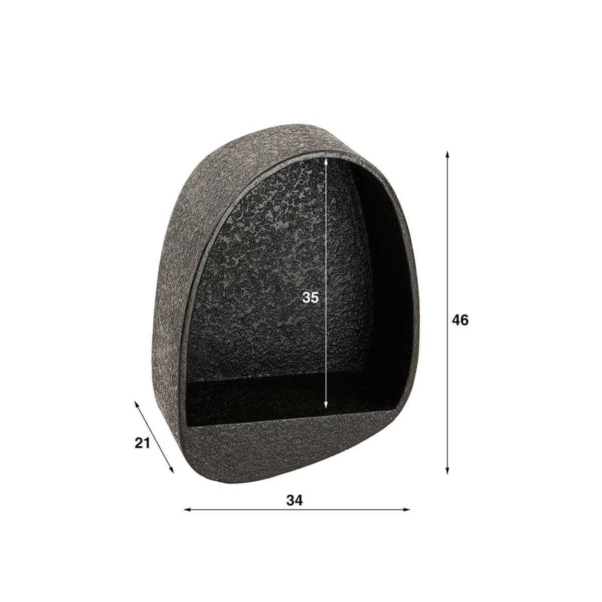 Wandregal Oval 34 x 21 x 46 cm aus Flüssigmetall in Grau – Modernes Design für Stauraum und Dekoration 2