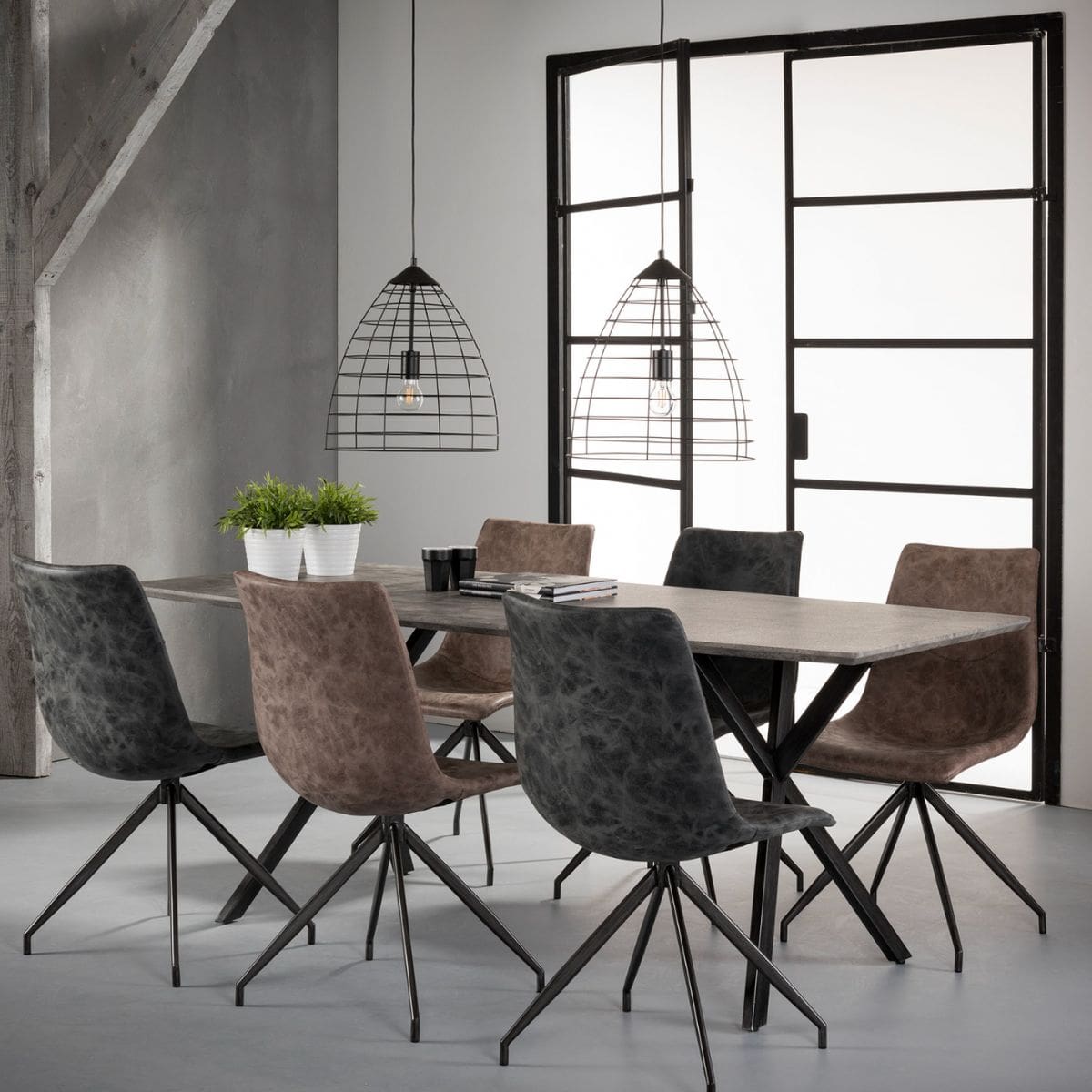Ovaler Esstisch 190 x 90 cm in Betonoptik – Stabiler Tisch mit Stahlbeinen für industriellen Stil 2