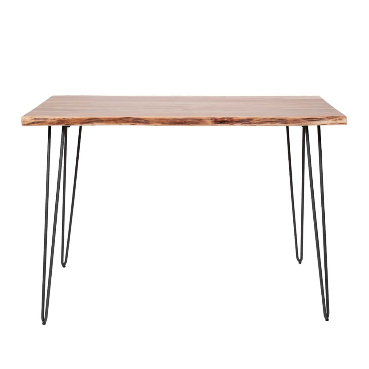 Stehtisch aus Akazienholz mit Metallgestell – Bartisch 130 x 70x92 cm für Küche oder Essbereich, natürlich geformte Tischplatte 7
