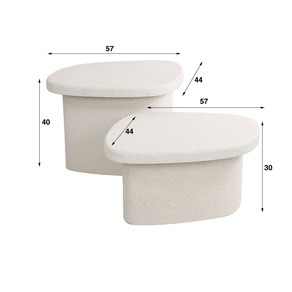 Couchtisch Set 2er aus Marmorverbundstoff – 57 x 44 x 40 cm, Flexibles Design für modernes Wohnen 4