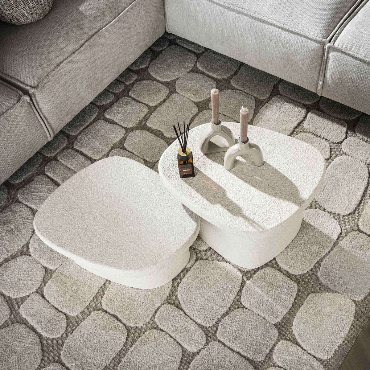 Couchtisch Set 2er aus Marmorverbundstoff – 57 x 44 x 40 cm, Flexibles Design für modernes Wohnen 6