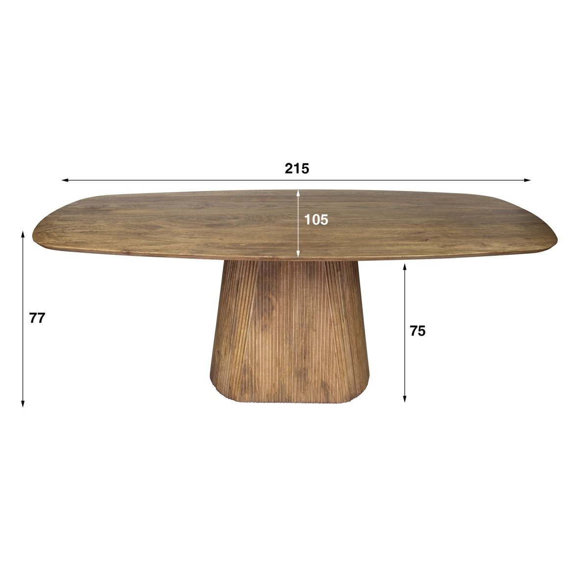 Esstisch 215 x 105 cm aus Mangoholz mit Wellenmuster – für 6–8 Personen, sandfarbene matte Oberfläche 7