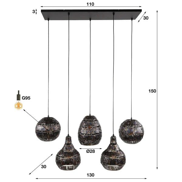 Hängelampe Höhenverstellbar 150 cm aus Metall, Ø28 cm – Pendelleuchte für LED-Leuchtmittel, Modernes Design 3