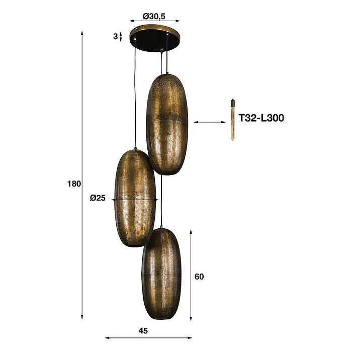 Hängelampe Höhenverstellbar Ø25 cm aus Metall in Bronze-Antik – Ideal für Esstisch und LED-Leuchtmittel 4