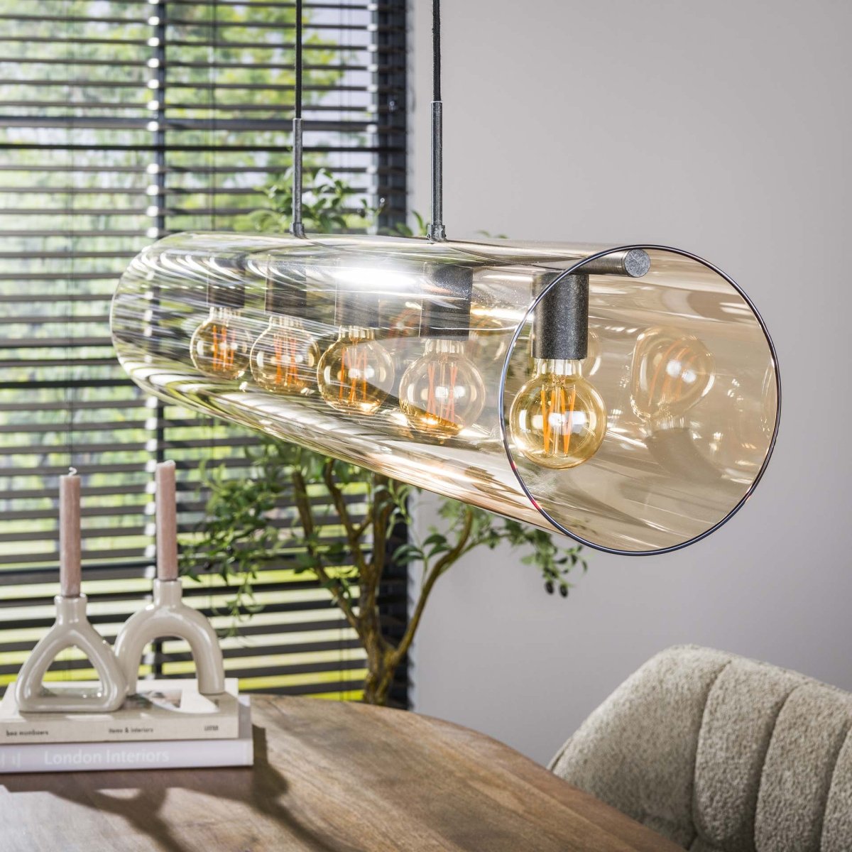 Hängelampe Schwarz mit Glas, Verstellbar bis 150 cm, Ø 20 cm, E27 Fassung – Moderne Pendelleuchte für Stilvolle Innenräume 3