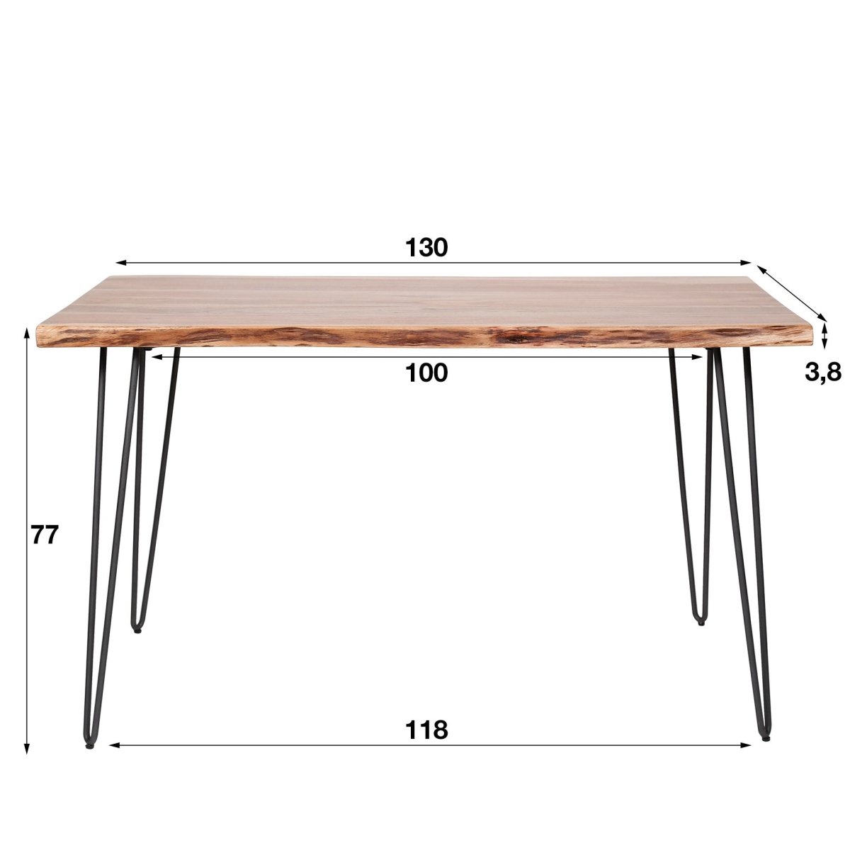 Industrieller Esstisch 130 x 70 cm aus Akazienholz mit Metallgestell – Massiv und Stabil für Kleine Räume 4