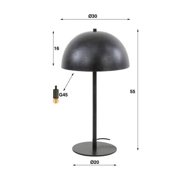 Industrietischlampe Vera aus Schwarz Metall mit Vintage-Design – Runde Tischleuchte für Wohnzimmer, Schlafzimmer und Flur 3