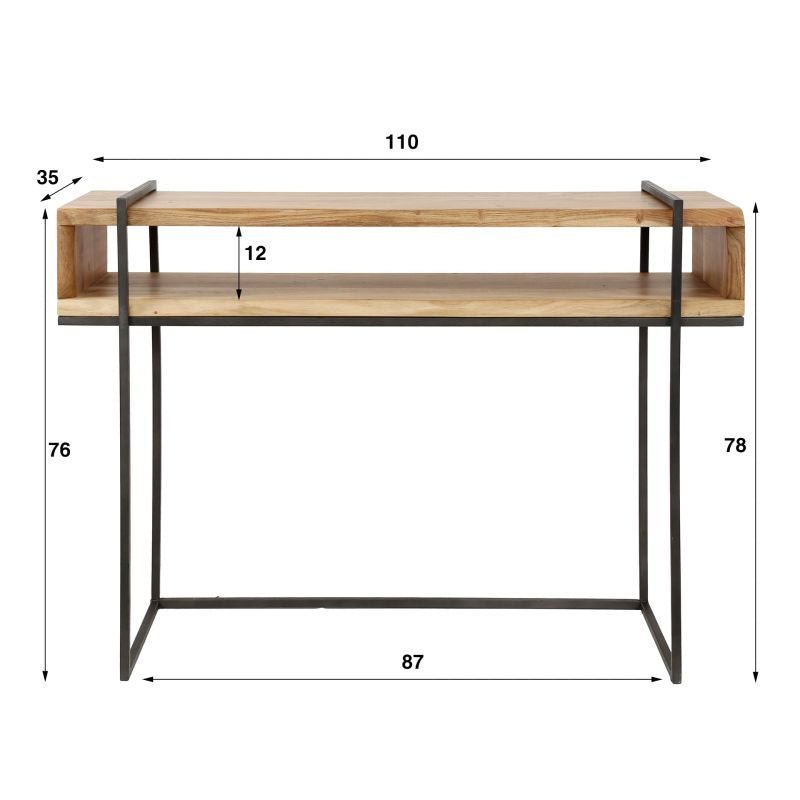Konsolentisch 110 cm aus Akazienholz mit Metallrahmen – Offenes Fach für Flur oder Wohnzimmer 2