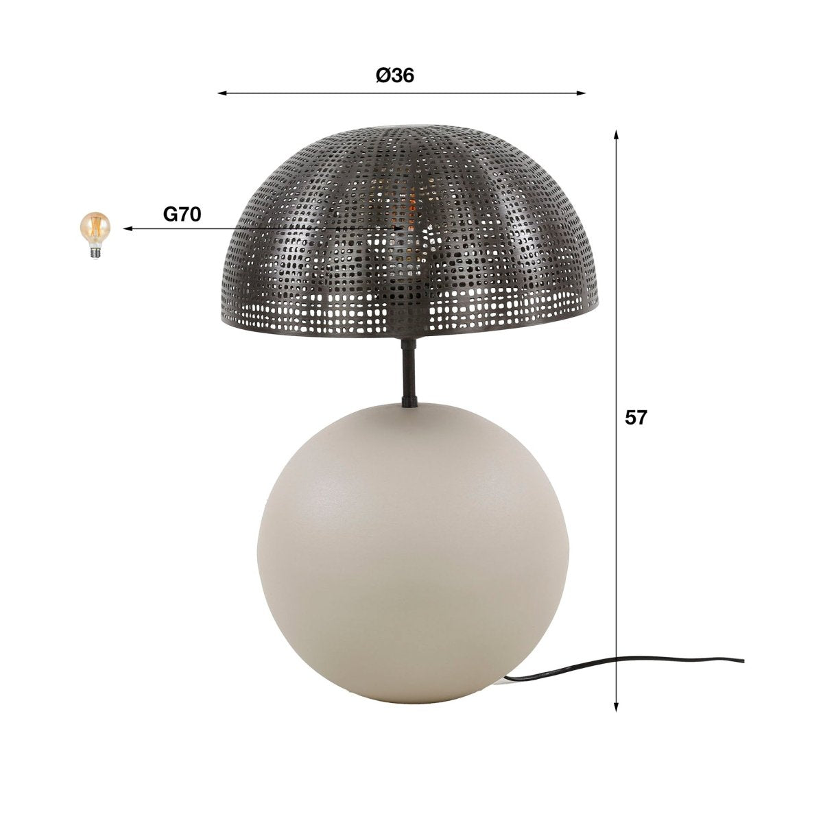 Moderne Tischlampe Avelie Ø31 cm – Organische Kugelleuchte für stilvolle Innenräume, natürliche Oberflächen 2