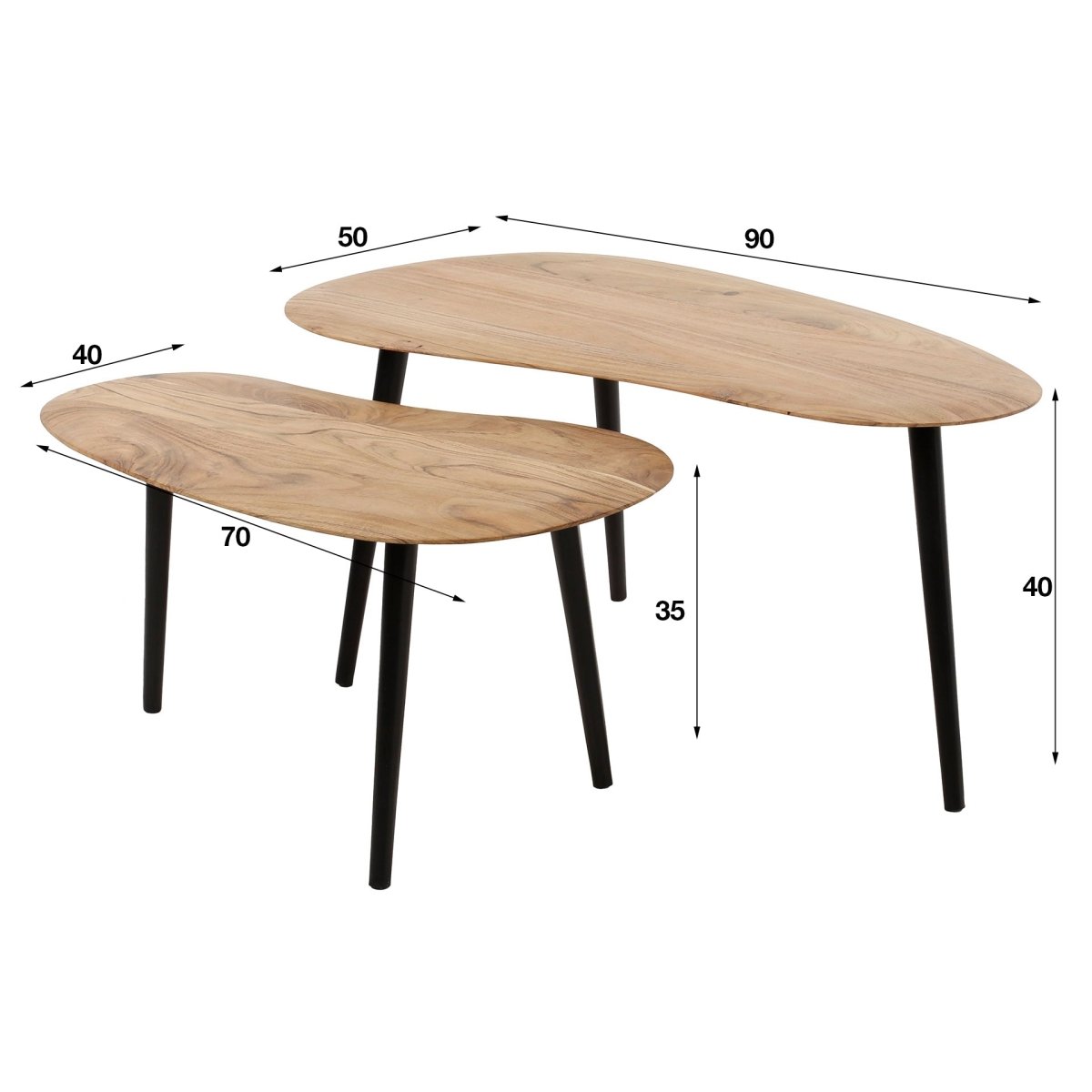Organisches Couchtisch-Set Elvie aus Akazienholz – 2 Dreieckige Tische für Wohnzimmer, Funktional und Stilvoll 2