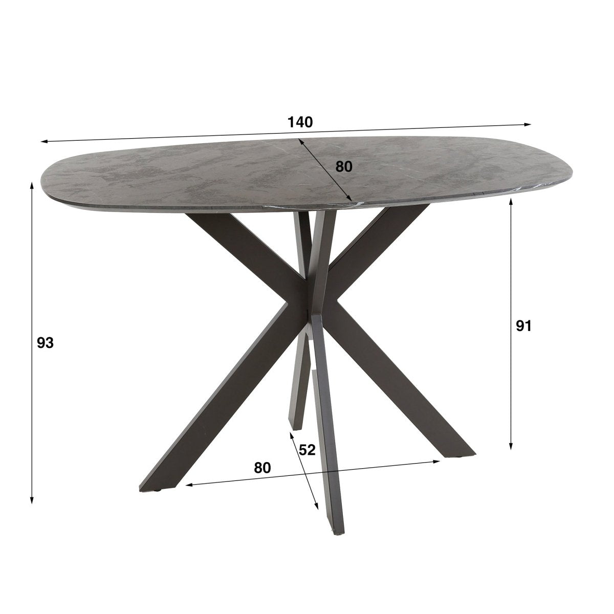Ovaler Bartisch 140 x 80 cm in Keramikoptik – Ideal für Barhocker 65 cm mit Spinnenbeinen 6