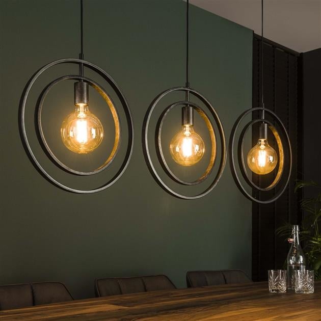 Pendelleuchte 3-flammig Höhenverstellbar 150 cm aus Metall im Industriestil – Runde Hängelampe mit Rotierenden Lampenschirmen 5
