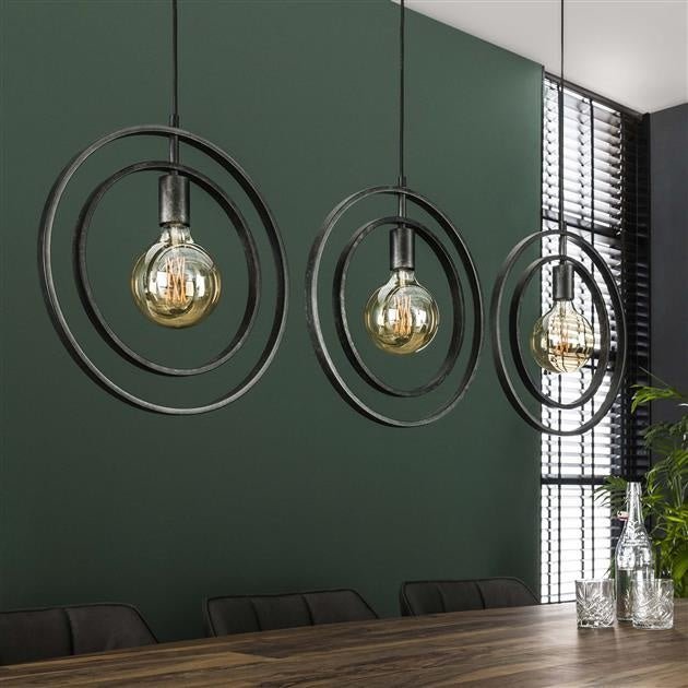 Pendelleuchte 3-flammig Höhenverstellbar 150 cm aus Metall im Industriestil – Runde Hängelampe mit Rotierenden Lampenschirmen 6
