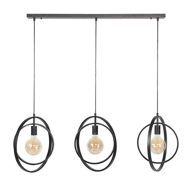 Pendelleuchte 3-flammig Höhenverstellbar 150 cm aus Metall im Industriestil – Runde Hängelampe mit Rotierenden Lampenschirmen 7