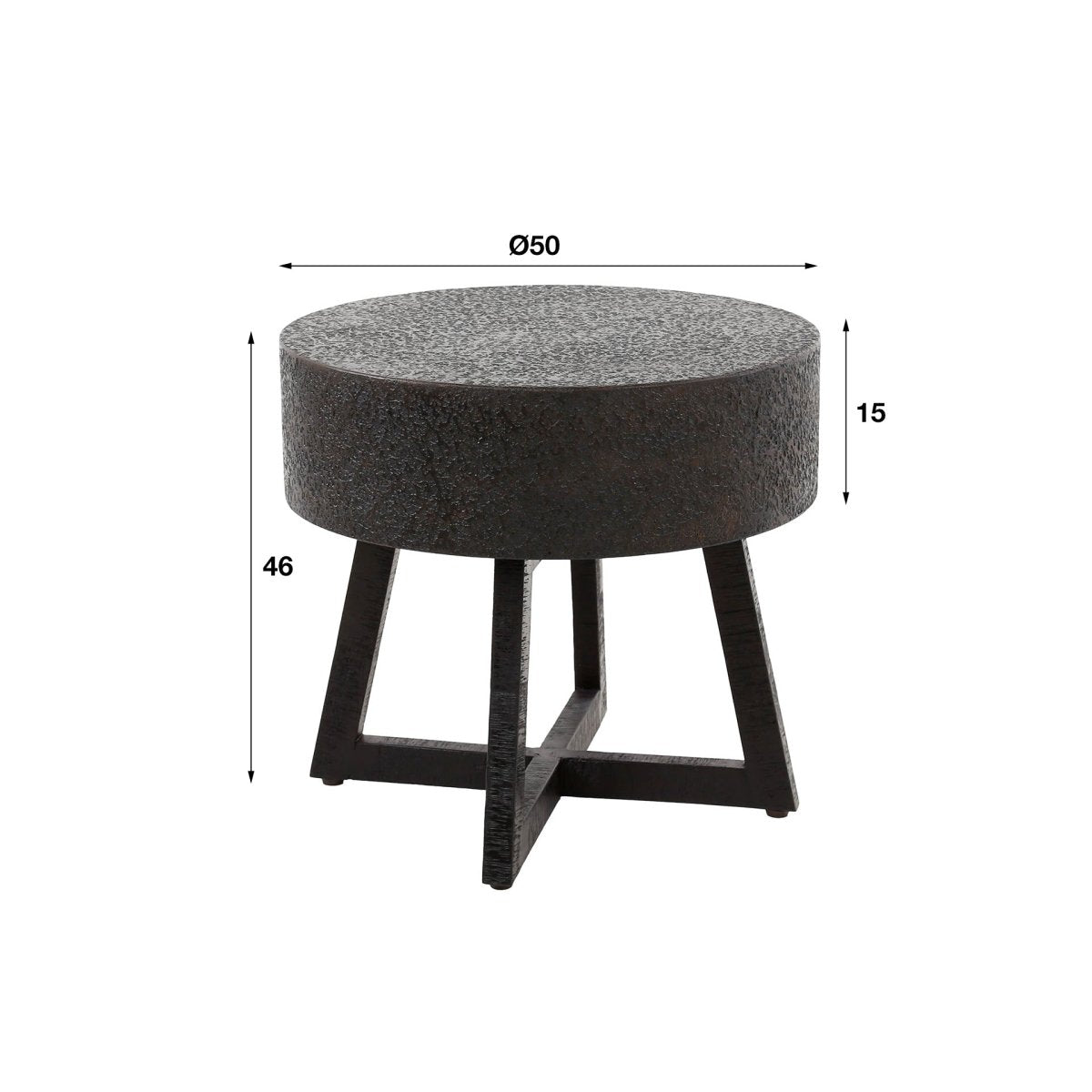 Runder Couchtisch Ø50 cm aus schwarzem Akazienholz – Vielseitig für modernes Wohnzimmer 3