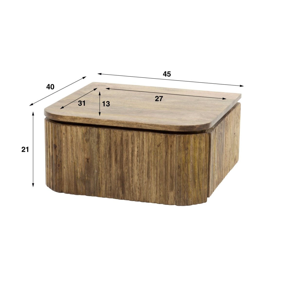 Schwimmender Nachttisch 1 Schublade aus massivem Mangoholz – Minimalistisch für modernes Schlafzimmer 6