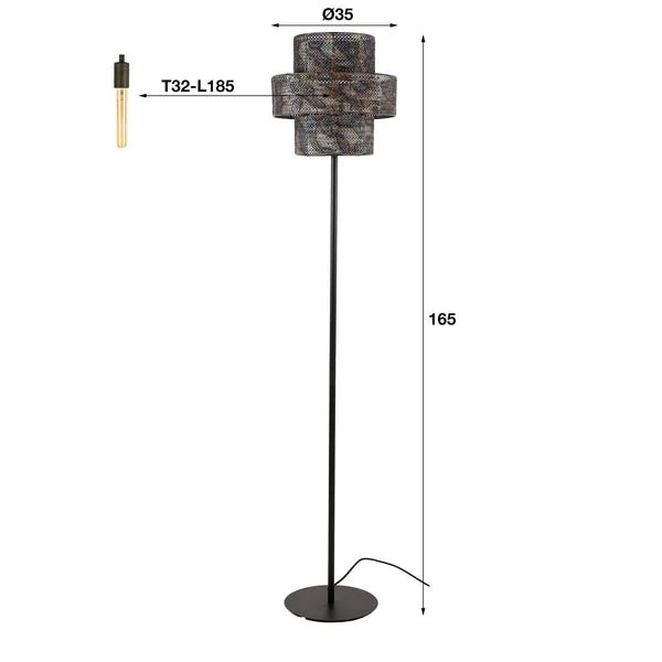 Stehlampe 165 cm Schwarz-Braun aus Metall – Handgefertigte Stehleuchte für Wohnzimmer, IP20, E27 Fassung 3