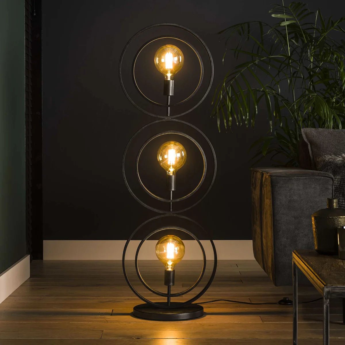 Stehlampe 1,24 m Schwarz mit Drehbaren Lichtkreisen – Moderne Stehleuchte aus Metall für Wohnzimmer und Büros 2