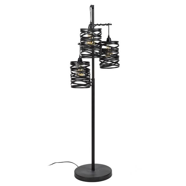 Stehlampe Industrie-Stil 3 Lichtquellen Schiefergrau Metall für Wohnzimmer und Büro 4