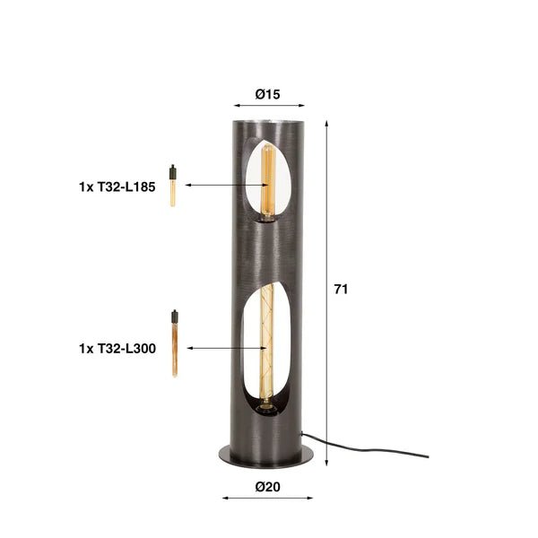 Stehlampe Schwarz 0,71 m aus Metall – Organische Zylinderform, E27 Fassung für LED, Moderne Stehleuchte für Wohnzimmer 3