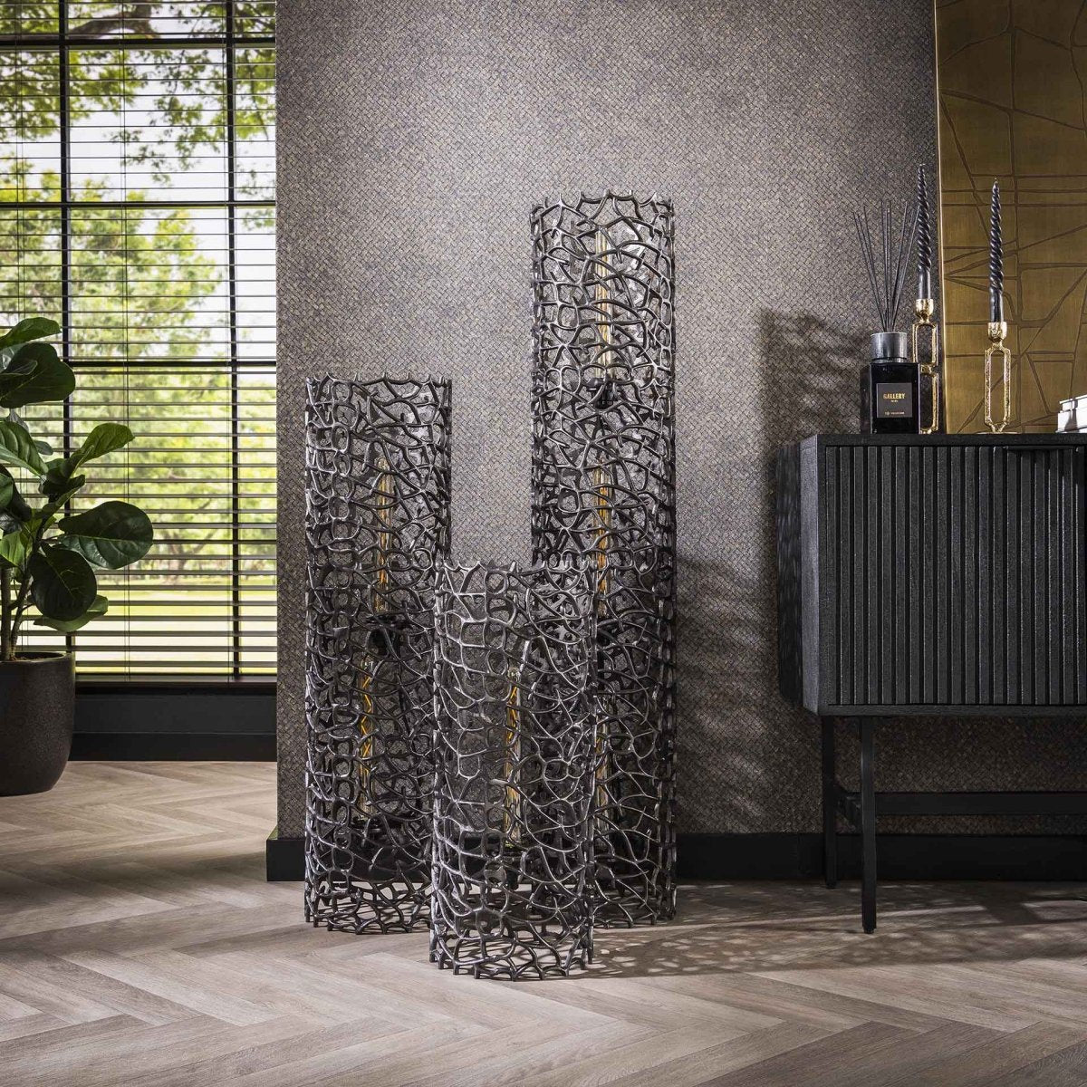 Stehleuchte Schwarz 61 cm mit Metallzylinder Ø25 cm – Modernes Design für stimmungsvolles Licht 4