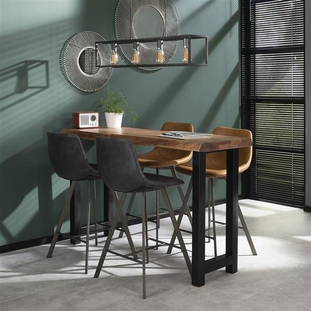 Stehtisch 150 cm aus Akazienholz mit Metallgestell – Robuster Hochtisch für Barhocker, Höhe 92 cm 1