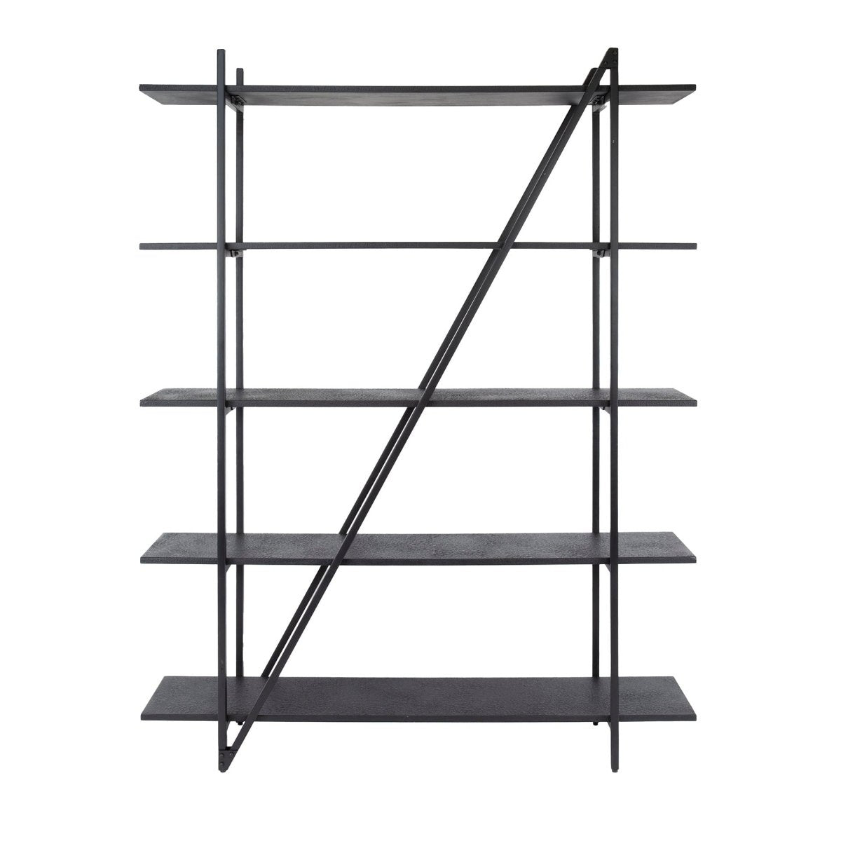 Wandregal 5-lagig 140 cm aus grauem Metall – Industrielles Design für Bücher und Dekoration 3