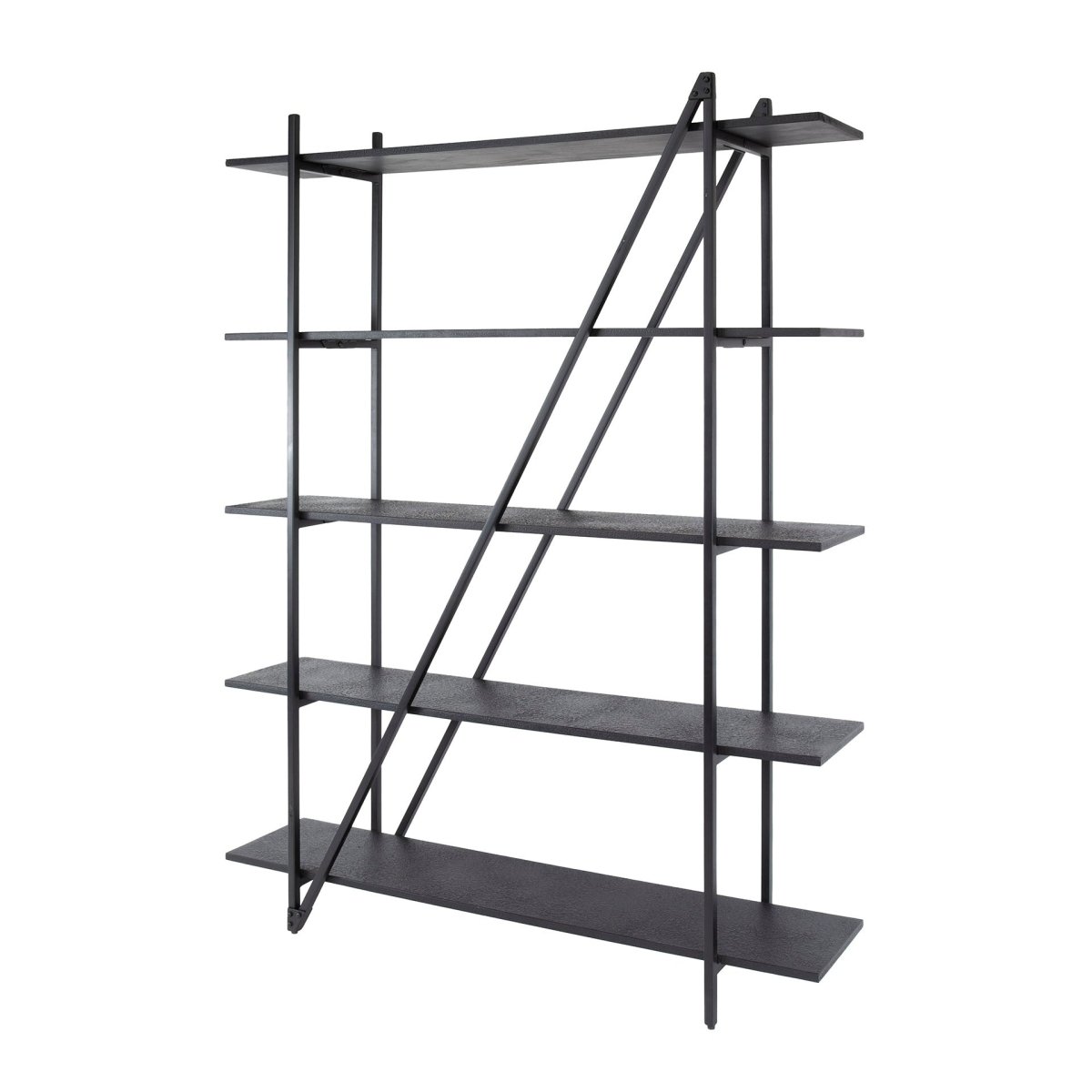 Wandregal 5-lagig 140 cm aus grauem Metall – Industrielles Design für Bücher und Dekoration 4