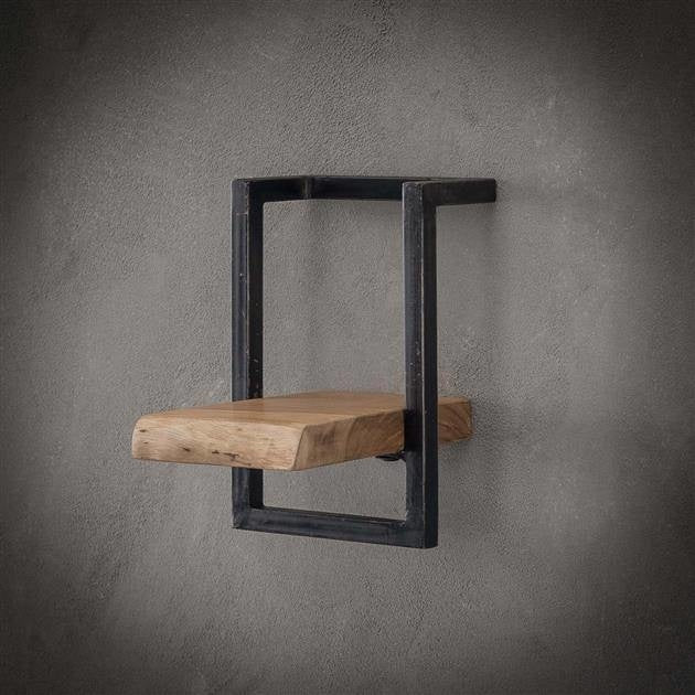 Wandregal aus Akazienholz mit Stahlrahmen im Vintage-Look 96 cm – Robustes Wandregal für modernes und industrielles Interieur 10