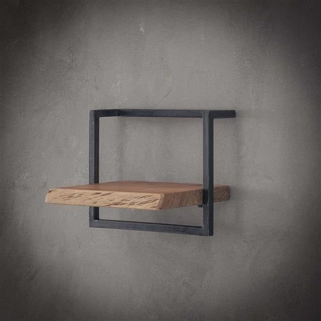 Wandregal aus Akazienholz mit Stahlrahmen im Vintage-Look 96 cm – Robustes Wandregal für modernes und industrielles Interieur 12