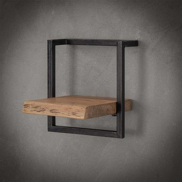 Wandregal aus Akazienholz mit Stahlrahmen im Vintage-Look 96 cm – Robustes Wandregal für modernes und industrielles Interieur 13