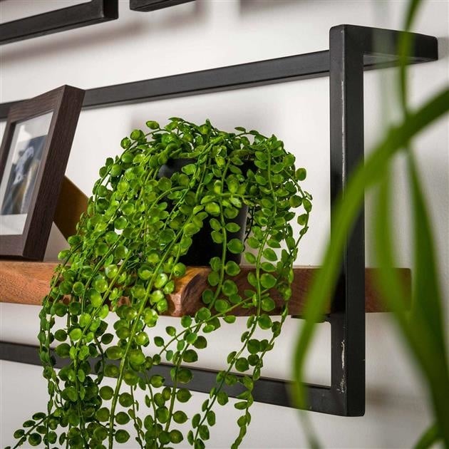 Wandregal aus Akazienholz mit Stahlrahmen im Vintage-Look 96 cm – Robustes Wandregal für modernes und industrielles Interieur 4