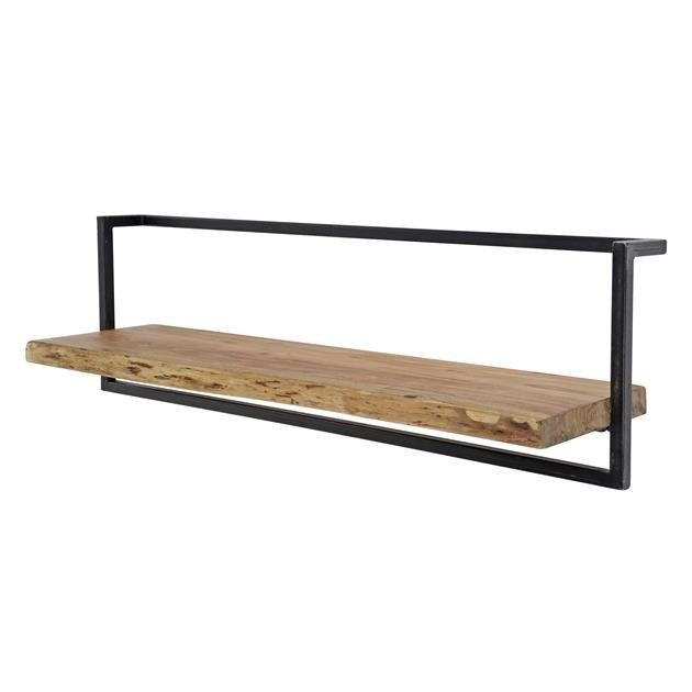 Wandregal aus Akazienholz mit Stahlrahmen im Vintage-Look 96 cm – Robustes Wandregal für modernes und industrielles Interieur 5