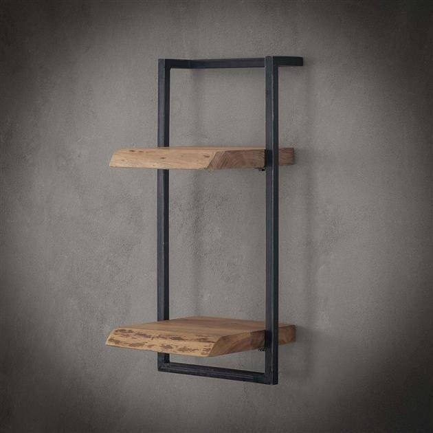 Wandregal aus Akazienholz mit Stahlrahmen im Vintage-Look 96 cm – Robustes Wandregal für modernes und industrielles Interieur 8