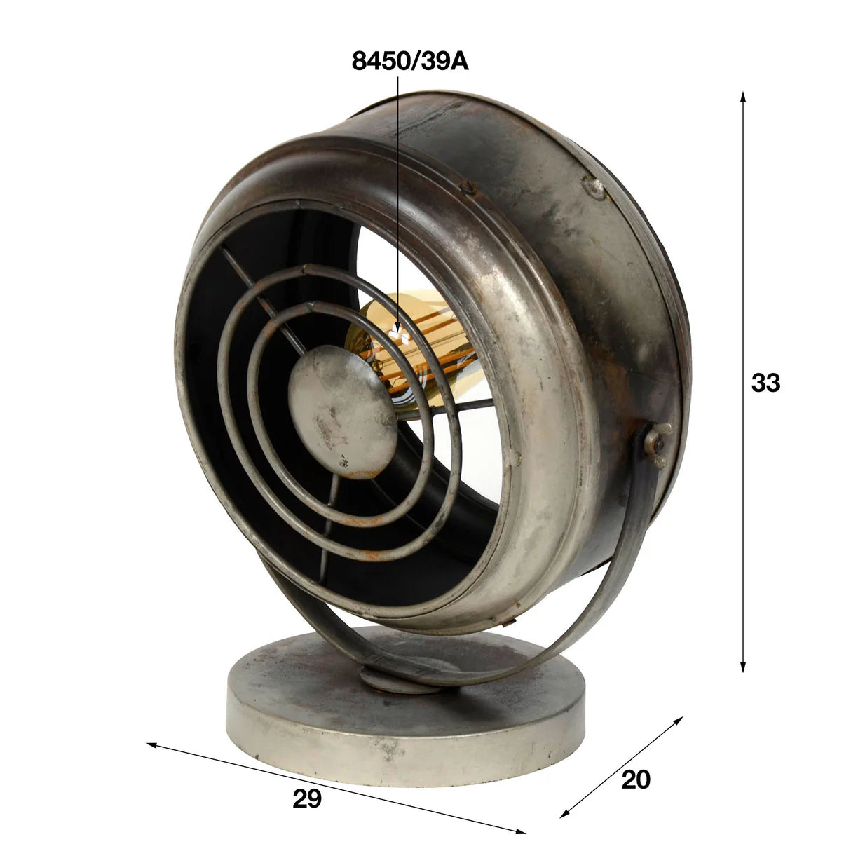 Tischlampe 33 cm hoch mit E27 Fassung