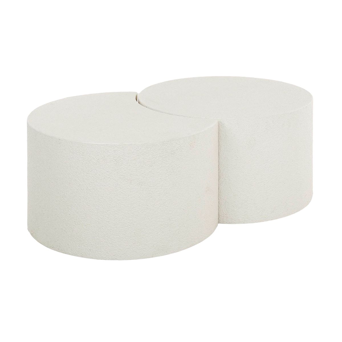 Rundes Couchtisch-Set 2er aus Marmorverbundstoff – Vollmond 60 cm, Halbmond 60 x 41 cm für Wohnzimmer 1