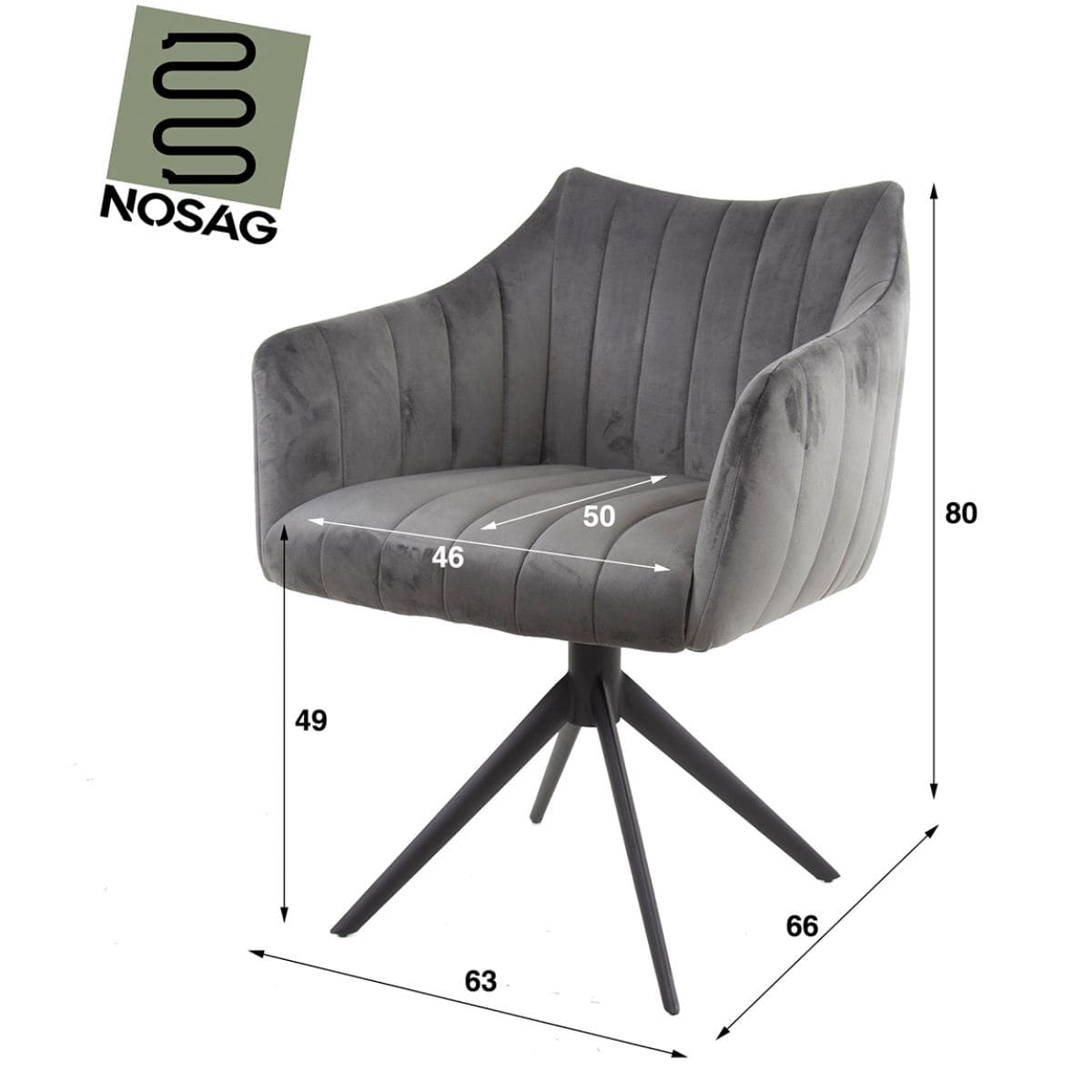 Drehbarer Armlehnstuhl 2er Set Samtbezug Schwarz 65 x 65 x 83 cm – Ergonomisch für Wohnzimmer und Home-Office 2