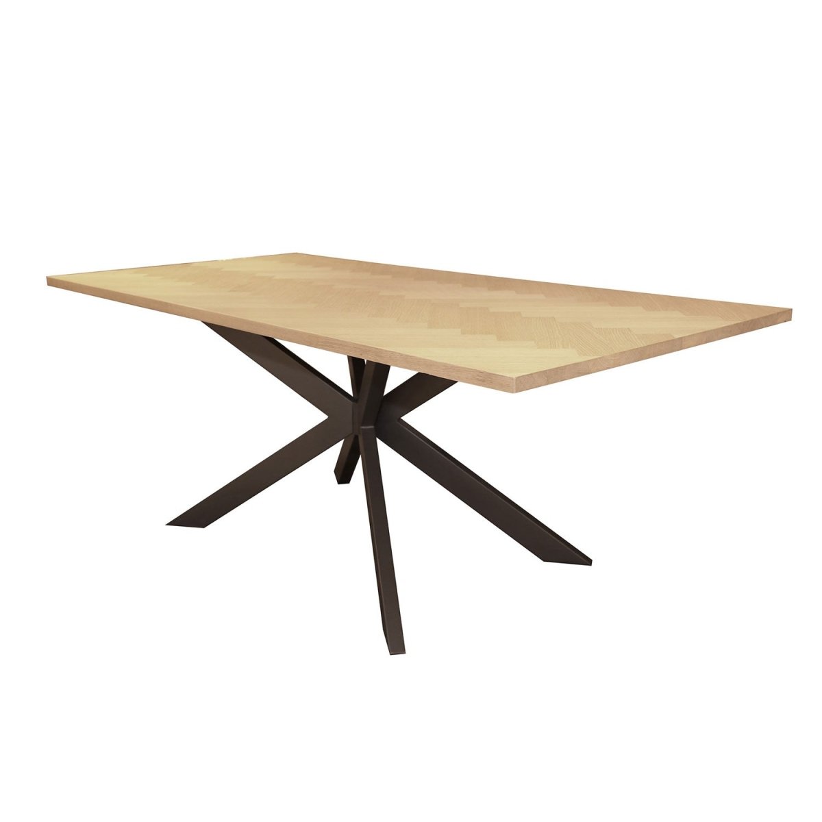 Ausziehbarer Esstisch 200 cm mit Fischgrätenfurnier – Metallgestell für 4-6 Personen, Modernes Design, 200 x 100 x 77 cm 5