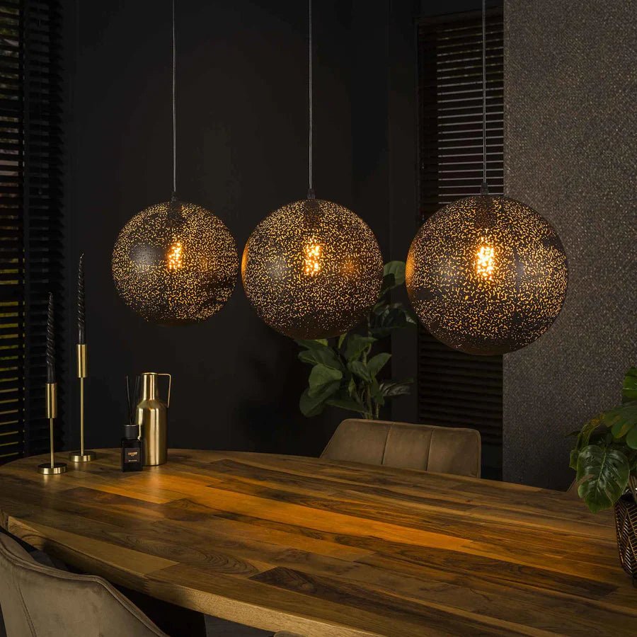 Hängelampe 3-flammig Höhenverstellbar bis 150 cm aus Metall in Artic Black – Moderne Pendelleuchte für Wohnräume 0