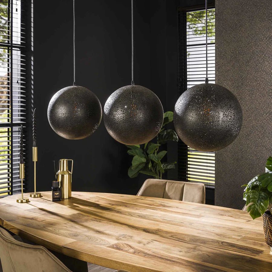 Hängelampe 3-flammig Höhenverstellbar bis 150 cm aus Metall in Artic Black – Moderne Pendelleuchte für Wohnräume 1