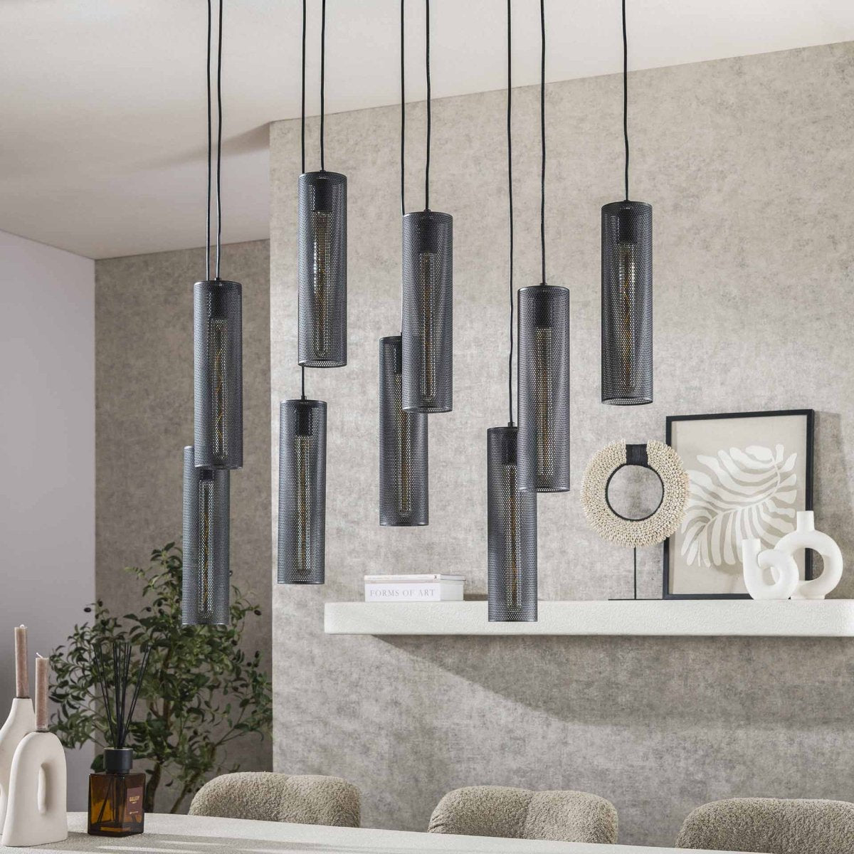 Hängelampe Schwarz 9L aus Metall mit verstellbarem Schirm – IP20, Höhe bis 150 cm, für E27 LED-Leuchtmittel 1