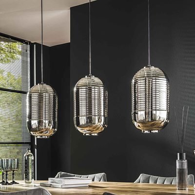 Hängelampe Schwarz mit 3 höhenverstellbaren Glasschirmen Ø22 cm – Pendelleuchte für Wohn- und Esszimmer 1