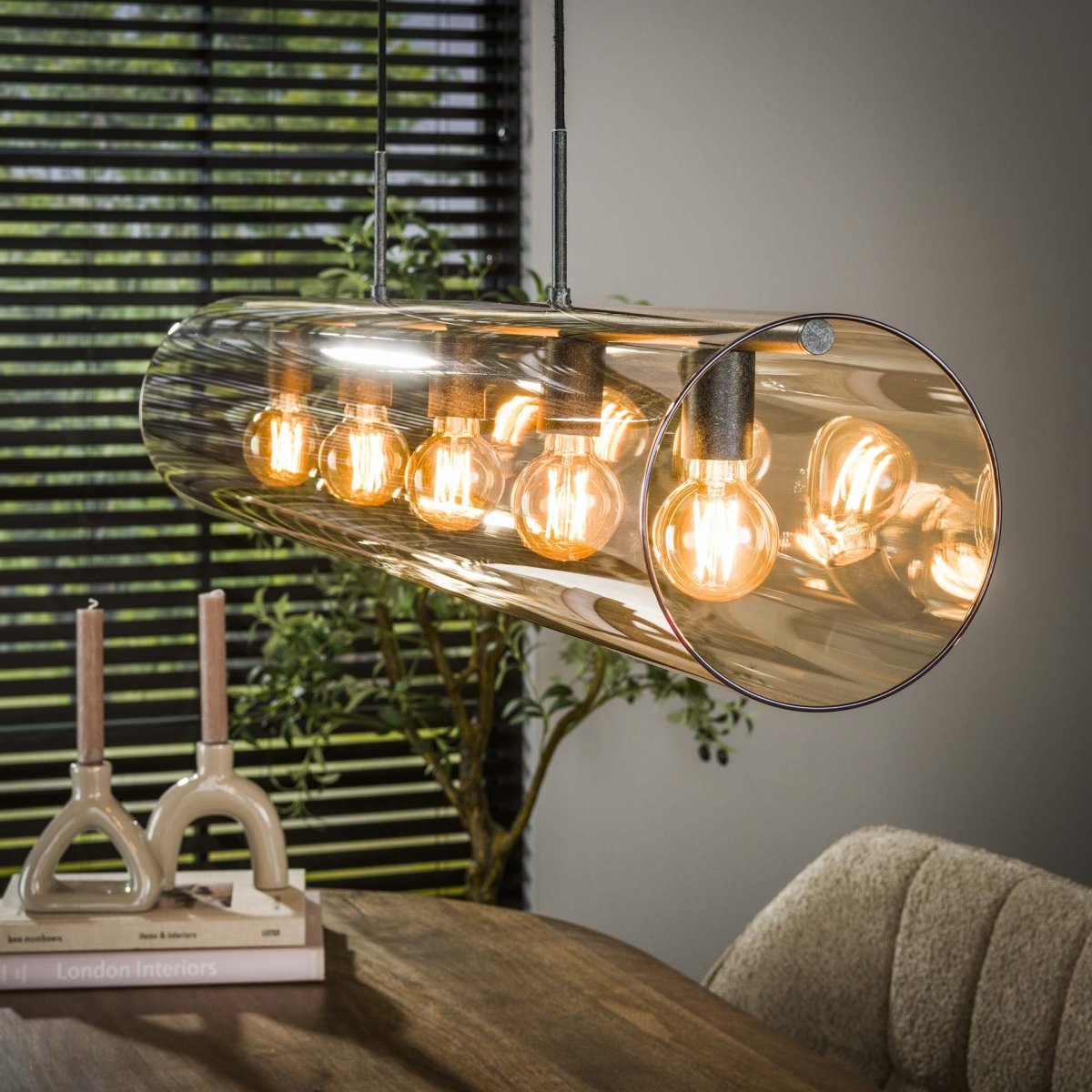 Hängelampe Schwarz mit Glas, Verstellbar bis 150 cm, Ø 20 cm, E27 Fassung – Moderne Pendelleuchte für Stilvolle Innenräume 2